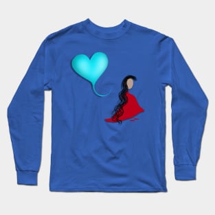 Abstract Lady with Balloon Long Sleeve T-Shirt